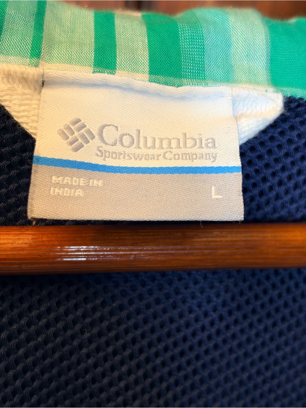 Navy Rain Coat Plaid Heritage Checks Gingham Cotton Lined Hood Pockets Columbia - Picture 11 of 14